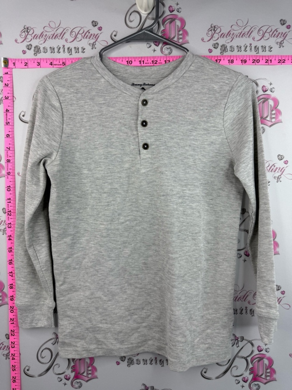 Tommy Bahama long sleeve thermal waffle Light Gray Waffle Knit Henley